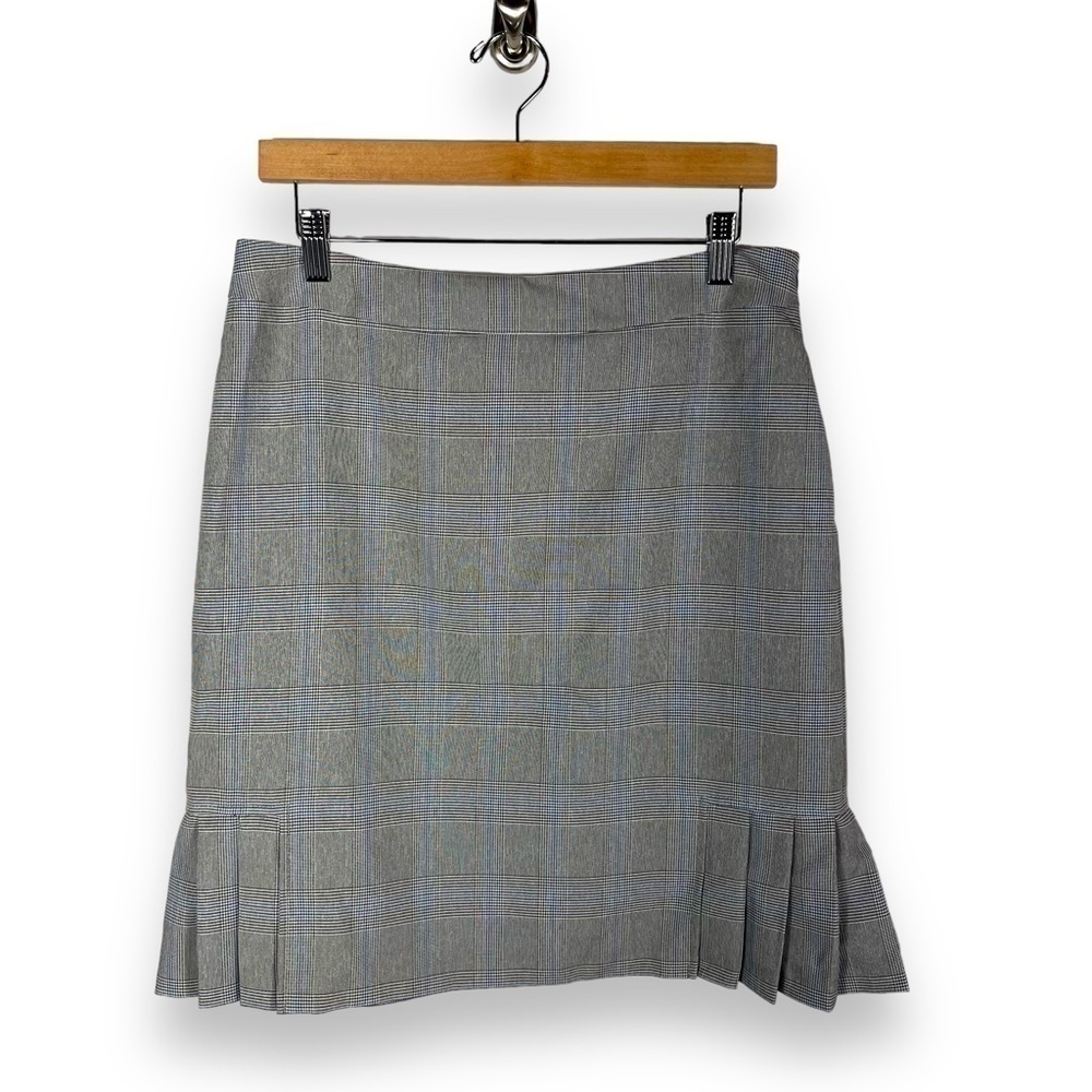 4 for $20 SALE! Tahari by Arthur Levine Plaid Pleat Mini Skirt, Grey Plaid, 8P